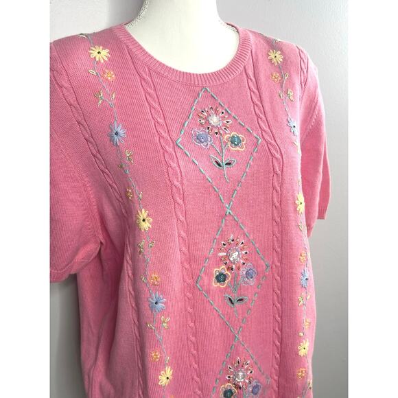 Coquette Alfred Dunner embroidered sweater top size L - Picture 2 of 4